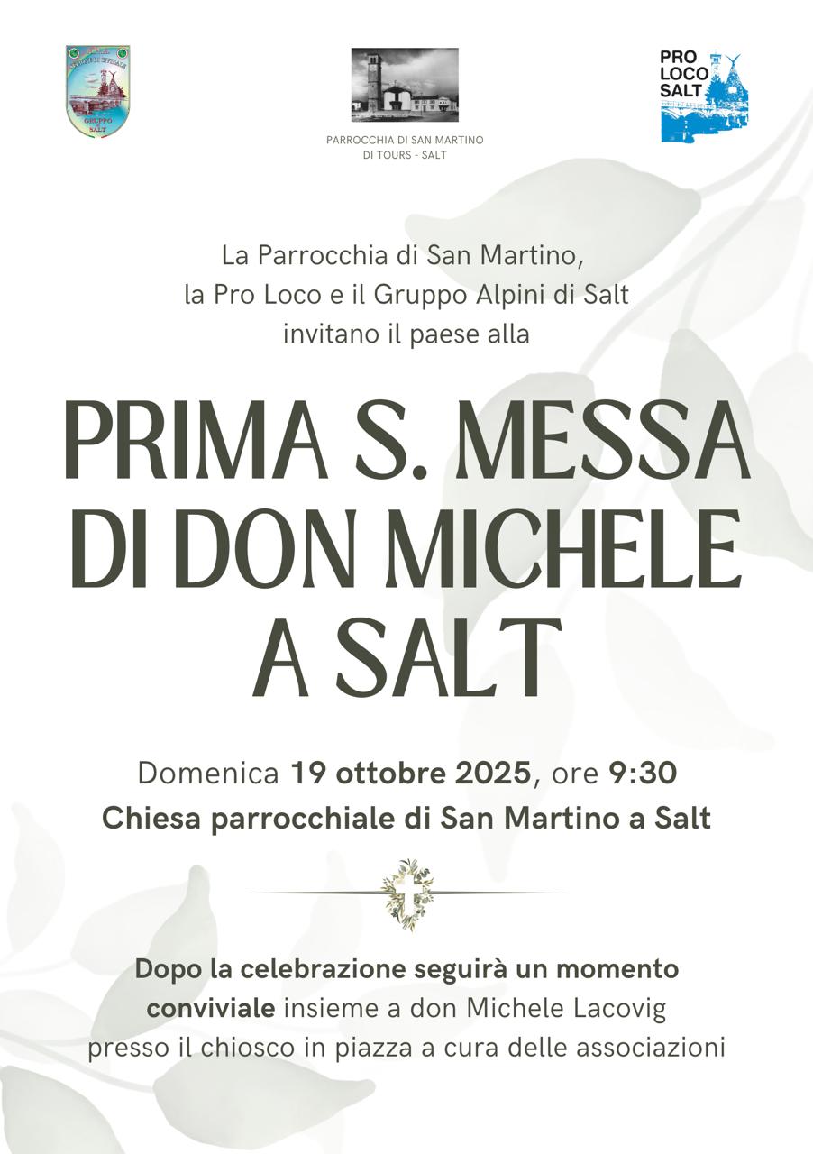 Volantino di benvenuto per don Michele